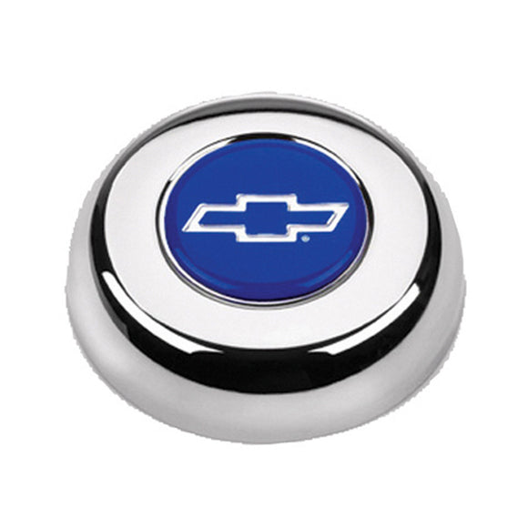 Chrome Horn Button Chevy Bowtie Blue/Silver