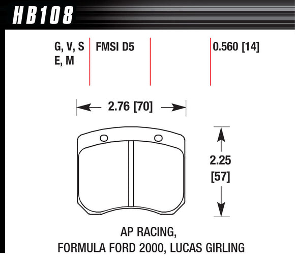 BRAKE PAD AP RACING FRONT CALIPER BLUE 9012