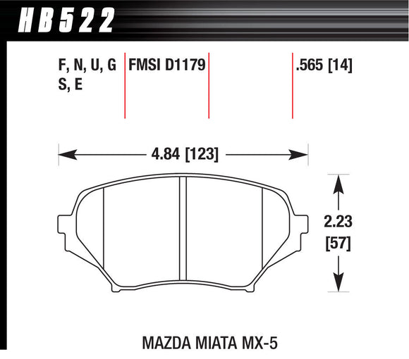Brake Pads Front Mazda Miata HP Plus