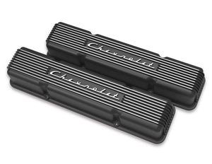 SBC Valve Covers Finned Vintage Series Black