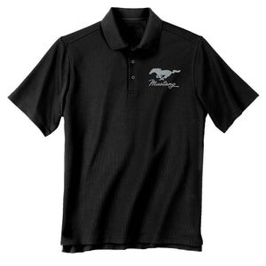 1964-2021 Ford Mustang Mens Polo Shirt-Black W/Mustang Logo & Script 2XL