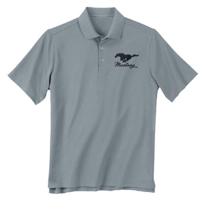 1964-2021 Ford Mustang Mens Polo Shirt- Gray W/Mustang Logo & Script X-Large