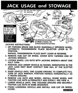 1970-1973 Ford Mustang Jack Usage And Stowage Decal