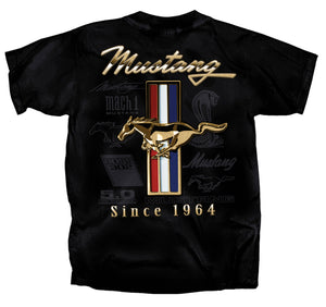 1964-2021 Ford Mustang T-Shirt - Mustang Gold Pony - Black - 2XL