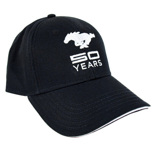 1964-2021 Ford Mustang Cap - Mustang Black Cotton Twill 50 Years W/Pony Logo