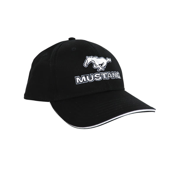 1964-2021 Ford Mustang Cap - Mustang Black/Black Cotton Twill - Script W/Pony Logo