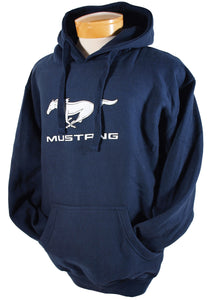 1964-2021 Ford Mustang Hooded Sweatshirt - Pony & Script - Navy - Large