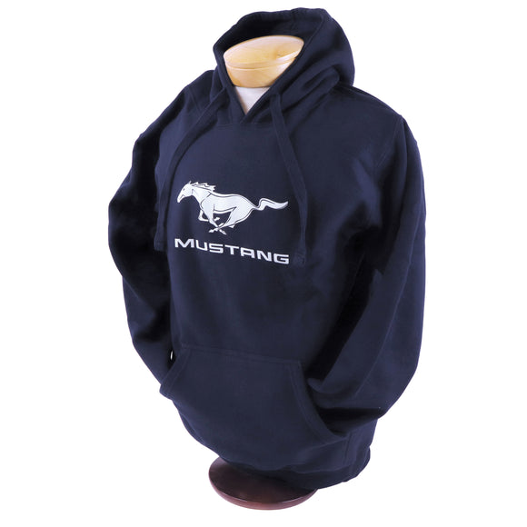 1964-2021 Ford Mustang Hooded Sweatshirt - Pony & Script - Navy - X-Large