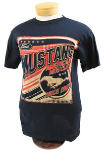 1964-2021 Ford Mustang T-Shirt - Mustang American Muscle W/Pony Logo Navy - 2XL