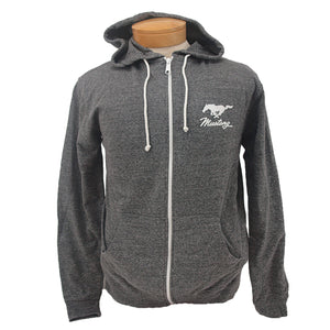 1964-2021 Ford Mustang Sweatshirt - Mustang Full Zip Hooded - Pony & Script - Gray Medium