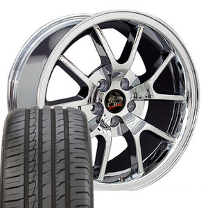 1979-2004 Ford Mustang Mounted Tire & Wheel Package - 18" FR500 Style - Chrome W/Ironman Tires