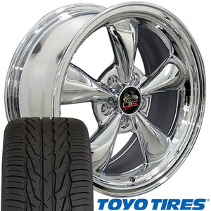 1979-2004 Ford Mustang Mounted Tire & Wheel Package - 17" Bullitt Style - Chrome W/Extensa HP Tires