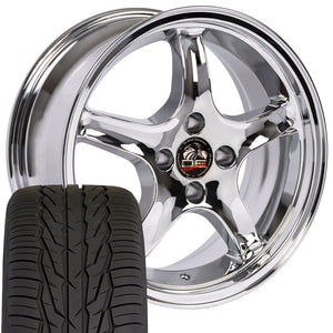 1979-1993 Ford Mustang Mounted Tire & Wheel Package - 17" Cobra R Style - Chrome W/Extensa HP Tires