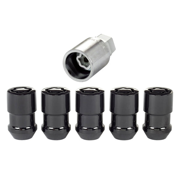 Wheel Locks 5Pcs. 97-19 Jeep JK/TJ 1/2-20 Black