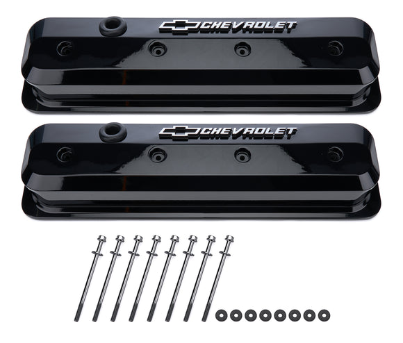 SBC Valve Covers Slant Edge Liquid Black