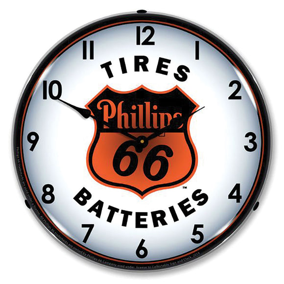 1953-2020 Universal Universal LED Clock. Phillips 66 Tires & Bat.