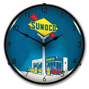 1953-2020 Universal Universal LED Clock. Sunoco Gas