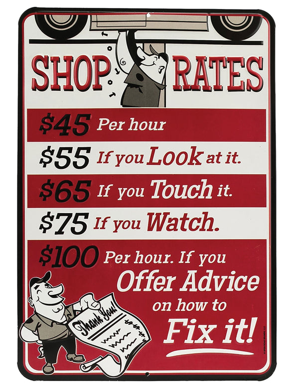 Die Cut Embossed Tin - Shop Rates Red