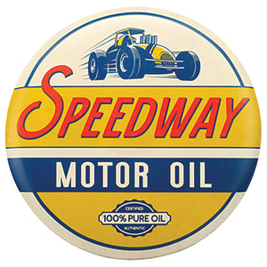 Metal Button Sign - Speedway Motor Oil