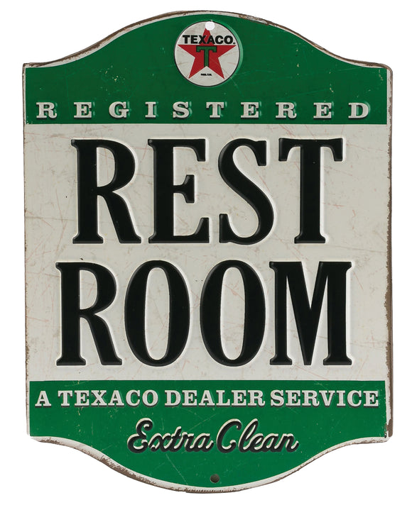 Embossed Tin Sign - Texaco Restroom