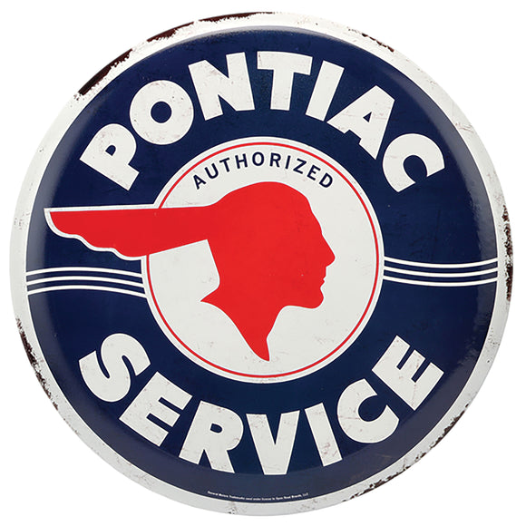 1953-2020 Pontiac Universal Metal Button Sign - High Gloss - Pontiac Service