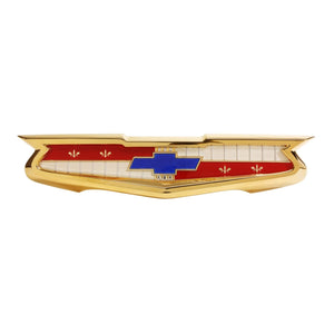 1957 Full-Size Chevrolet Gold Trunk Emblem Assembly, Bel Air 6-Cylinder, Sold as Each