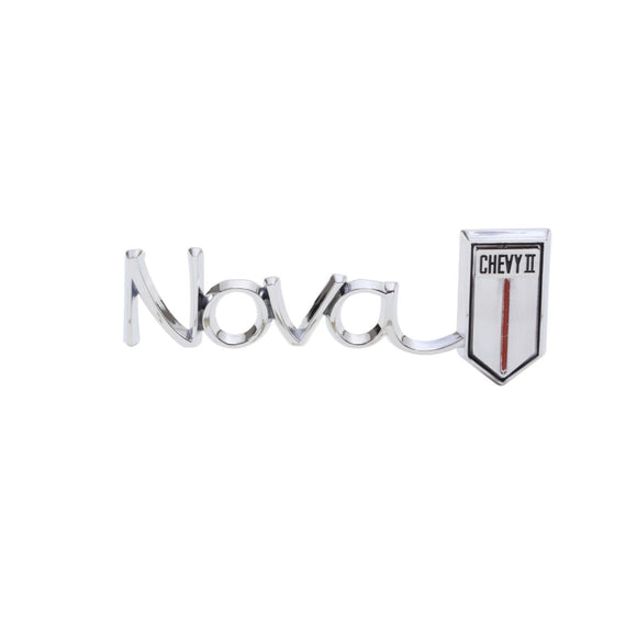 1966 Chevrolet I and Nova Glove Box Door Emblem, “Nova/Chevy II”, Sold as Each