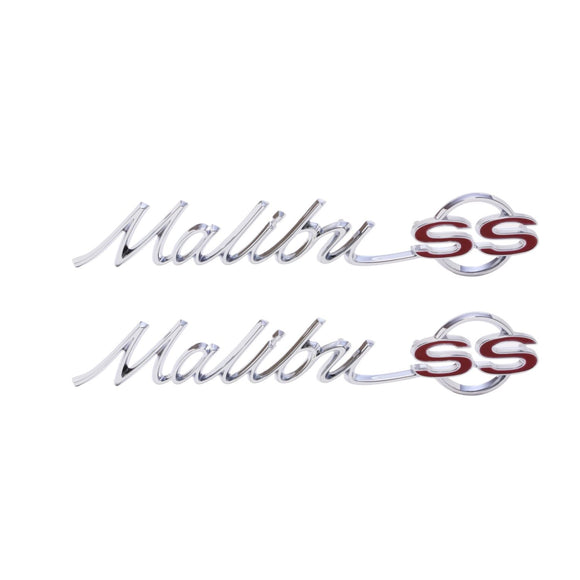 1965 Chevelle Rear Quarter Emblem, “Malibu SS”, Sold as a Pair