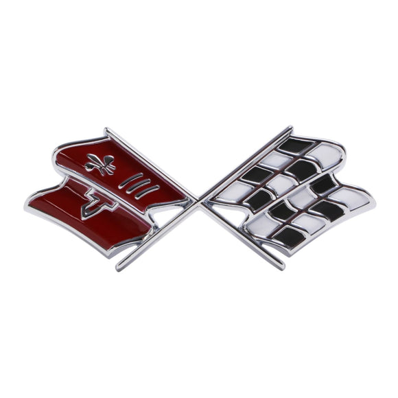 1967 Corvette Front X-Flag Emblem, Dark Red, Sold as Each