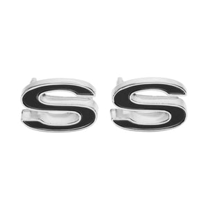 1969-1972 Camaro Front Fender Emblem, â€œSSâ€, Black, Sold as a Pair