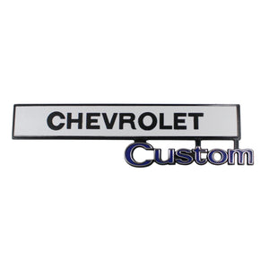 1969-1972 Chevrolet and GMC Truck Glove Box Door Emblem, â€œChevrolet Customâ€, Sold as Each