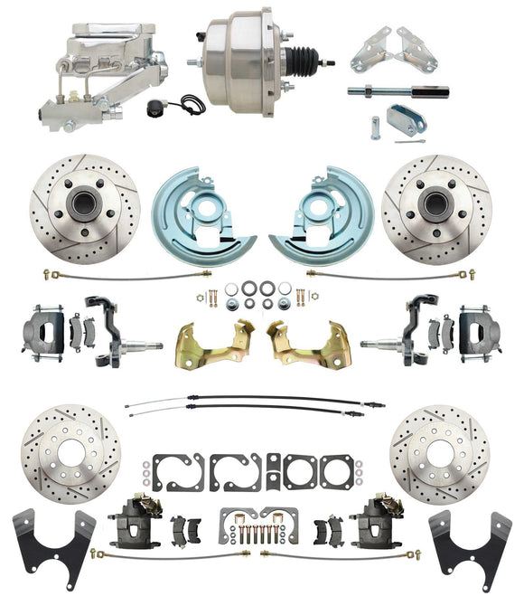 1967-1969 Camaro/ Firebird & 1968-1974 Chevy Nova Front & Rear Power Disc Brake Conversion Kit Drilled & Slotted Rotors w/8