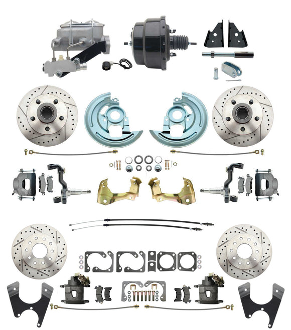 1967-1969 Camaro/ Firebird & 1968-1974 Chevy Nova Front & Rear Power Disc Brake Conversion Kit Drilled & Slotted Rotors w/ 8