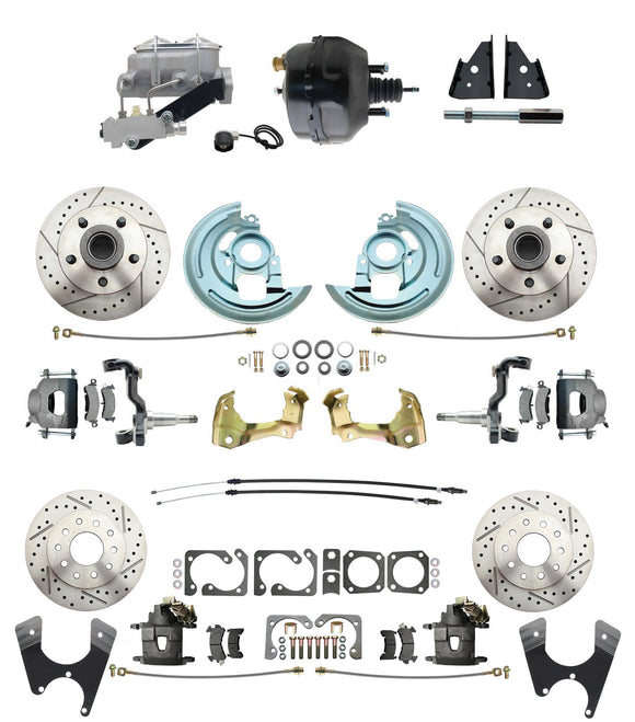 1967-1969 Camaro/ Firebird & 1968-1974 Chevy Nova Front & Rear Power Disc Brake Conversion Kit Drilled & Slotted Rotors w/ 9