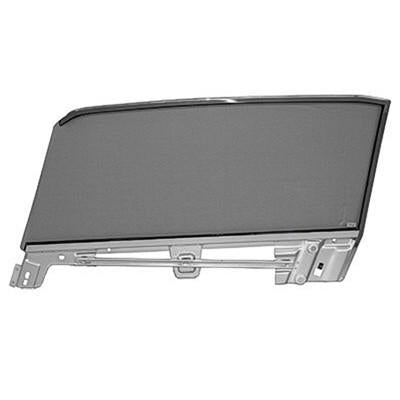 GMK3021405673RS 1967-1968 FORD MUSTANG PASSENGER SIDE CLEAR DOOR GLASS ASSEMBLY FOR CONVERTIBLE MODELS- INCLUDES GLASS- FRAME- AND LOWER CHANNEL