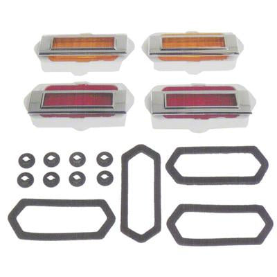 GMK402090569S 1969-1969 CHEV CAMARO 8-PIECE MARKER LIGHT SET- INCLUDES 4-LIGHTS- 4-BEZELS- WITH GASKETS AND HARDWARE