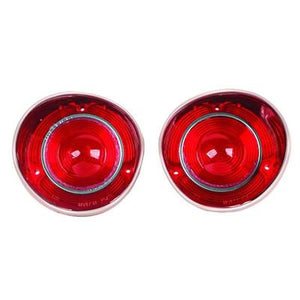 GMK4033845712P 1971-1971 CHEV CHEVELLE DRIVER AND PASSENGER SIDE PAIR OF TAIL LIGHT LENSES WITH CHROME ACCENT FOR MALIBU AND SS MODELS. 2 SETS REQUIRED PER CAR.