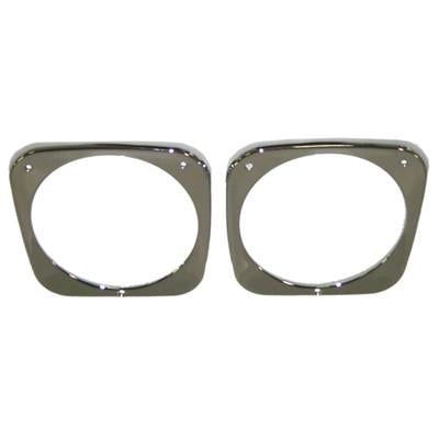 GMK4142060642P DRIVER AND PASSENGER SIDE PAIR OF CHROME STEEL HEAD LIGHT BEZELS