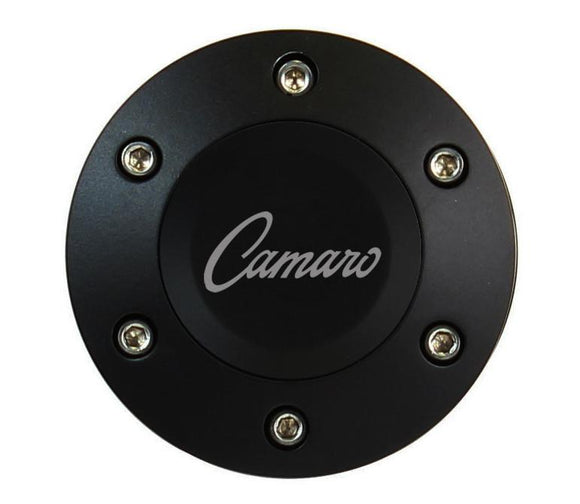 Black Billet Camaro Horn Button - 6 Hole